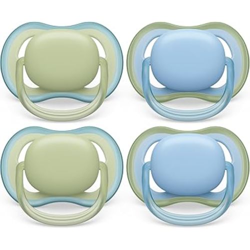 Philips Avent Ultra Air Pacifier 0-6m, Pastel Green/Celestial Blue, 4 pack SCF085/48