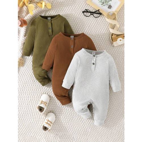 Baby Boys' Spring And Autumn Solid Color Striped 3pcs Outfits Including Hooded And Pants