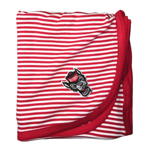 NC State Wolfpack Red and White Striped Wolfhead Baby Blanket – Red and White Shop