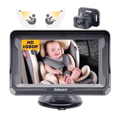 DoHonest Baby Car Camera HD 1080P - Rear-Facing Car Baby Monitor with Night Vision, Adjustable View Angle, Easy Setup, Anti-Glare Display, Safety for Kids & Infants