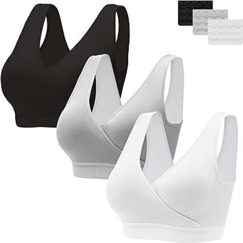 HBselect 3 Pack Nursing Bras for Breastfeeding, Ultra Comfort Maternity Bras Wireless Pregnancy Sleep Bralette