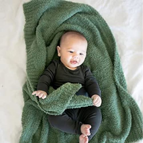 SARANONI Bamboni Luxury Baby Blanket (Olive, Receiving Blanket 30" x 40")