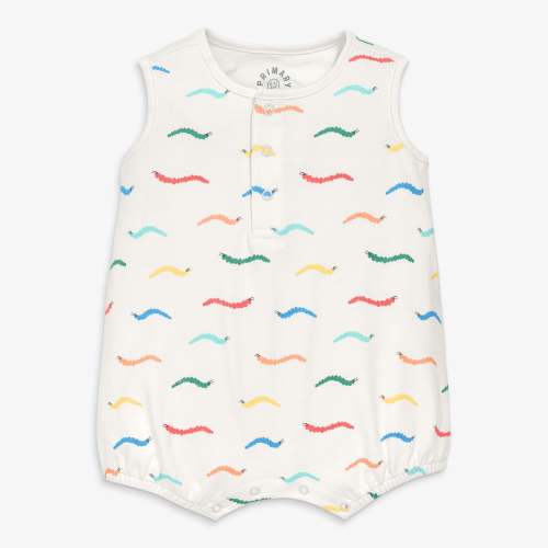 Baby organic henley tank shortie in baby bugs | Primary.com