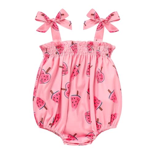 ZOELNIC Baby Girl Summer Clothes Newborn Girl Outfits Cute Strap Baby Girl Romper Jumpsuit Infant Floral One Piece Bodysuit