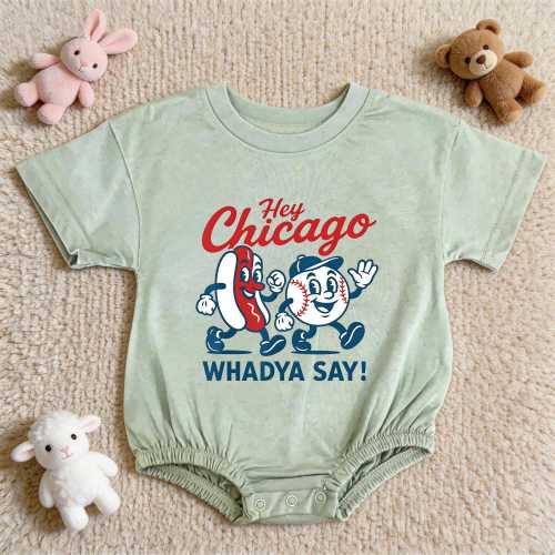Chicago Baby Romper, Hey Chicago Whadya Say Baby Clothes, Baseball Season Youth Clothing, Windy City Cubs Outfit, Funny Baby Bodysuit