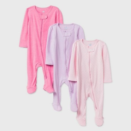 Baby Girls' 3pk Sleep N' Play - Cloud Island™ Pink