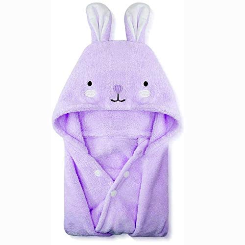 ROMASA Toddler Hooded Bath Towel Ultra Soft Towel Highly Absorbent Bathrobe Blanket for Boys Girls- 27.5" x 55" (Purple)