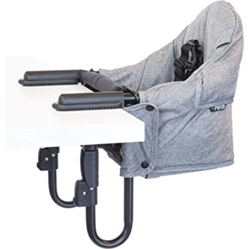 guzzie+Guss Perch Clip-On Table Chair – Easy Setup for Travel (Restaurants, Picnics), at Home (Kitchen Islands, Dining Tables) - Secure & Portable Seating, Machine Washable Fabric - Salt & Pepper