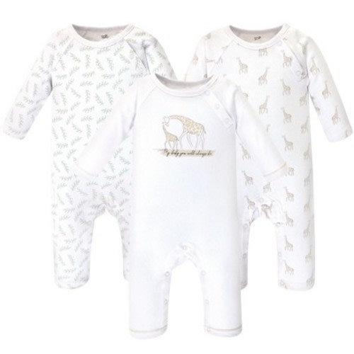 Touched by Nature Baby Organic Cotton Coveralls 3pk, Little Giraffe, 3-6 Months