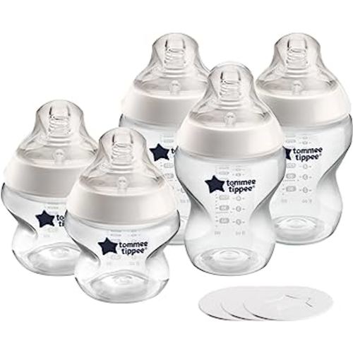 Tommee Tippee First Bottle Solution, Baby Bottle Kit with Closer to Nature Baby Bottles, Breast-Like Nipples with Anti-Colic Valves and Travel Lids