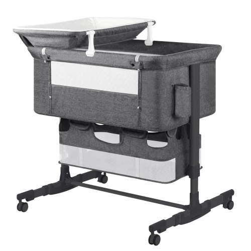 Baby Bassinet Bedside Sleeper with Diaper Changing Station + Mosquito Net + 16gallon Capacity Storage, Adjustable & Portable Bassinet Cosleeping Baby Bed