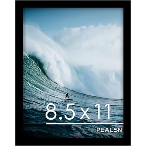 PEALSN 8.5 by 11 Picture Frame Black, Picture Frames 8.5 x 11 for Wall Mounting Display Horizontally or Vertically Hanging, Diploma Certificate Frames 8.5 x 11, 1 Pack