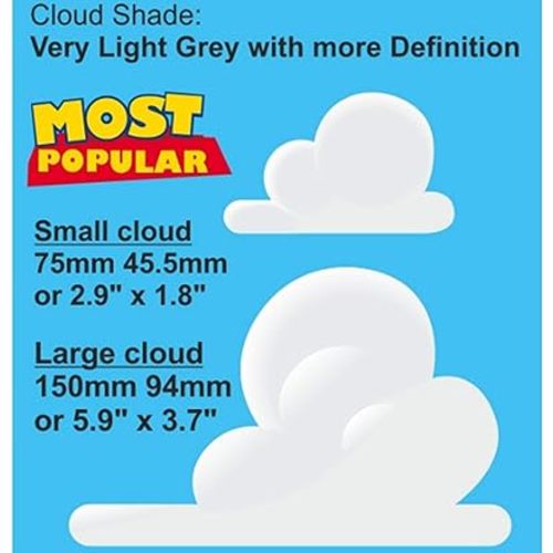 Toy Story Inspired Clouds Themed Bedroom Wall Vinyl Sticker/Decals (Very Light Grey, 40)