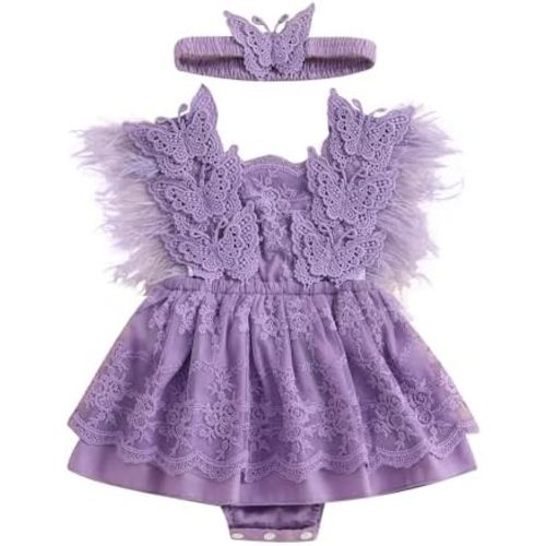 Newborn Baby Girl Romper Summer Dress Princess Wedding Dress Floral Lace Mesh Infant Jumpsuit Tulle Dress