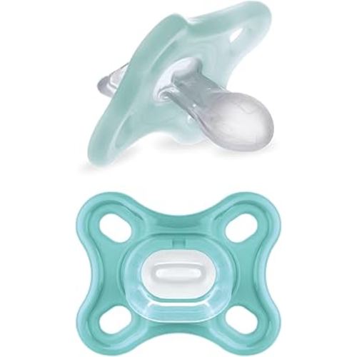MAM Comfort Baby Pacifiers, Lightweight One-Piece Full Silicone Binky for Newborns 0-3 Months, BPA-Free Nipple, Easy to Clean Pacifier, Best for Breastfed Babies, with Sterilizer Case, 2 Count Binkies