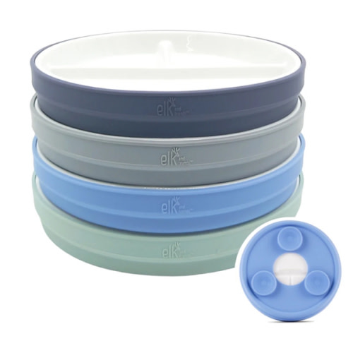 6.7"/16cm Porcelain White Divided Plates with Silicone Suction Sleeves