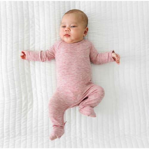 Ribbed Crescent Zippy - Little Sleepies - 3-6M - Heather Mauve