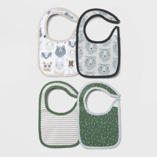 Baby Boys' 4pk Little Cub Bib Set - Cloud Island™ Green