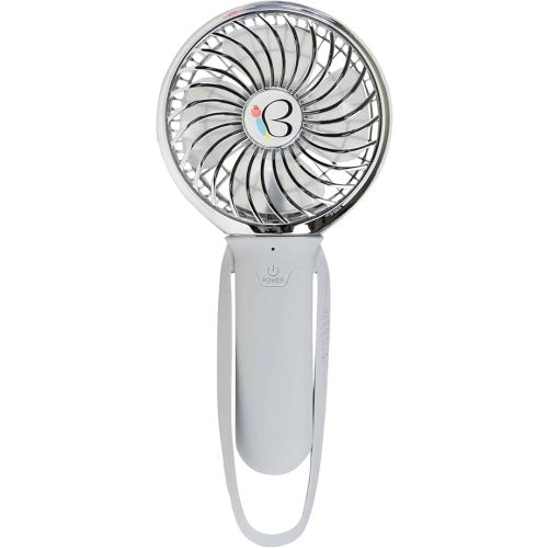 Buggygear 3 Speed USB Rechargeable Fan - Portable Clip Fan with Power Bank and LED Flashlight, Travel Must Haves for Camping, Dorms, and More, Gray/Chrome
