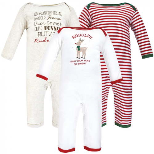 Hudson Baby Infant Boy Cotton Coveralls, Rudolph Reindeer, 3-6 Months