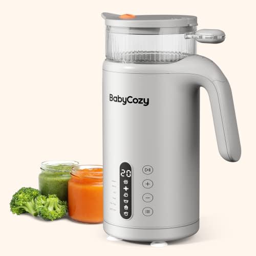 Baby Food Maker, BabyCozy 5 in 1 Baby Food Processor, Steamer, Blender, 304 Stainless Steel, 2 Tritan Steamer Portable Baby Puree Maker with Touch Screen for Self-Clean, Steam, Blend, Milk Prep, Timer
