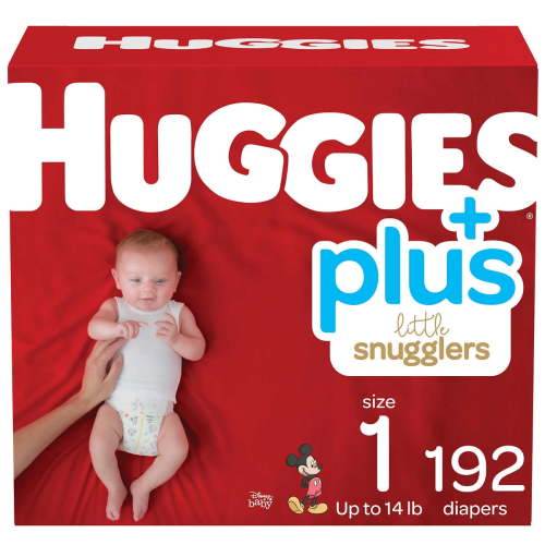 Huggies Plus Diapers Sizes 1 – 2 – One Color, 1 (8-14 lb/4-6 kg)
