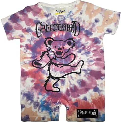 Grateful Dead Officially Licensed Onesie Romper, Tie Dye Dancing Bear Design, Infant and Toddler, Extra Soft, Baby Clothes