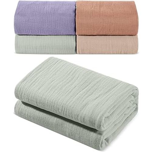 4 Pack Muslin Swaddle Blankets Soft Receiving Blankets Unisex Baby Blanket Cotton Nursery Swaddling Wrap Blankets for Newborns Toddlers (Elegant Color,40 x 40 in)