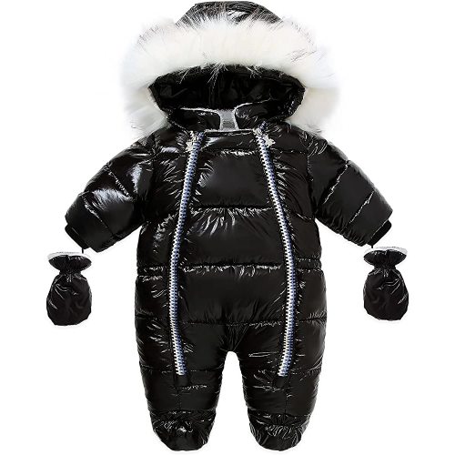 Happy Cherry Infant Baby Winter Snowsuit Thermal Romper Jumpsuit Coat Hoodie Footie Down Outwear with Gloves 6-24 Months