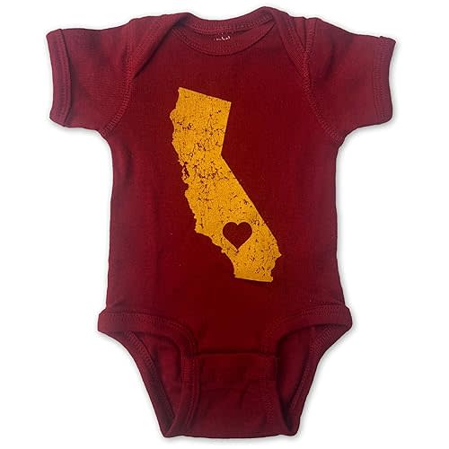 Sol Baby California Love Trojan Themed Cardinal Bodysuit Baby Boys Summer Short Sleeve Romper for Newborns, Infants & Babies