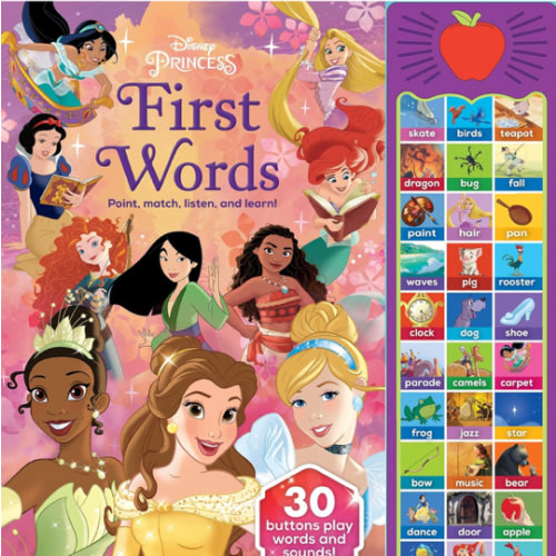 Disney Princess Cinderella, Moana, Rapunzel, and More! - First Words: Point, Match, Listen, and Learn! 30-Button Sound Book - PI Kids (Play-A-Sound)