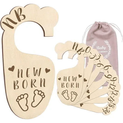 [Upgraded] Premium Wood Baby Closet Dividers Double Sided Set of 7 from Newborn to 24 Month,Baby Closet Organizers,Nursery Decor,Baby Clothes Organizers (DoubleSided-2)