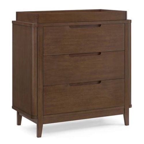 Delta Children Noah 3 Drawer Dresser With Changing Top And Interlocking Drawers - Teak Brown