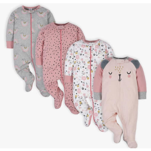 Gerber Baby Girls' 4 Pack Sleep 'N Play Footie