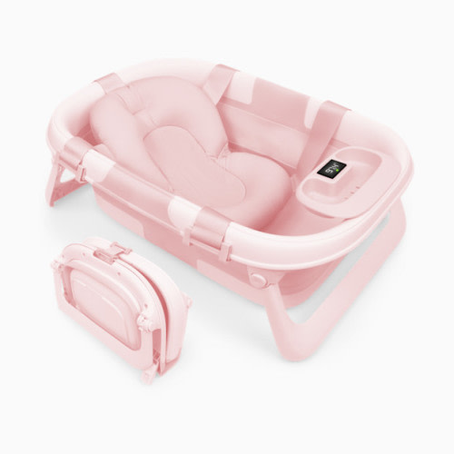 Fold ‘n Store Baby Bathtub With Built-in Thermometer - Pink