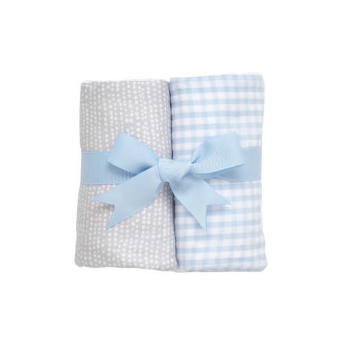 Elephant Set of 2 Burp Cloths, Blue