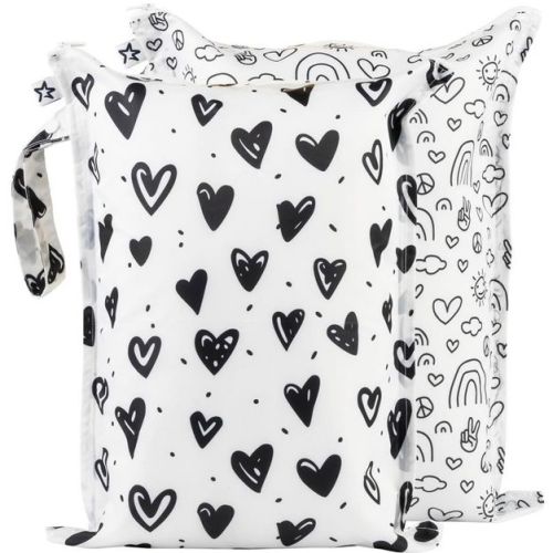 Tiny Twinkle Mess-Proof Waterproof Washable Baby/Toddler Wet Bags for Diapers, Swimsuits and Travel