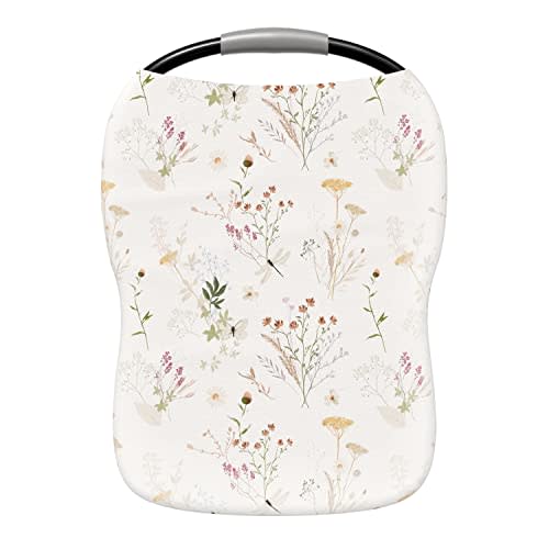 Pobi Baby Premium Multi-Use Cover - Nursing Cover, Baby Car Seat Covers, Shopping Cart, High Chair, and Breastfeeding Cover - Ultra-Soft, Stretchy, Floral Scarf for Baby and Mom (Wildflower)