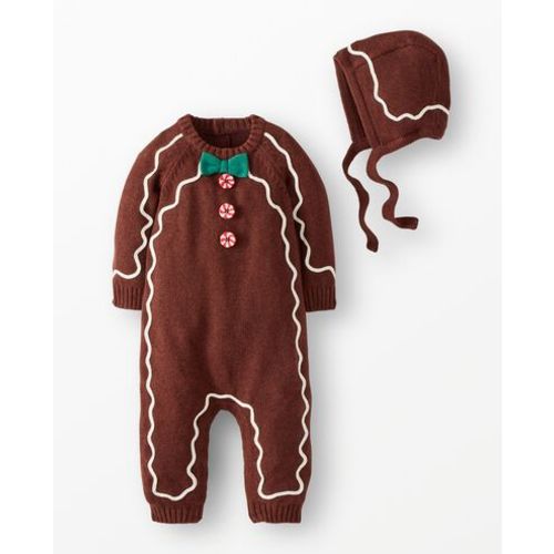 Baby Gingerbread Sweater Romper & Hat Set