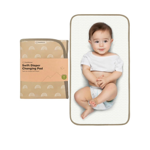 KeaBabies Portable Diaper Changing Pad, Easy Wipe Clean - Foldable Waterproof Baby Changing Mat for Diaper Bag, Compact, Lightweight, 25x13 Newborn, Infant, Baby Changer Travel Essential (Rainbow)