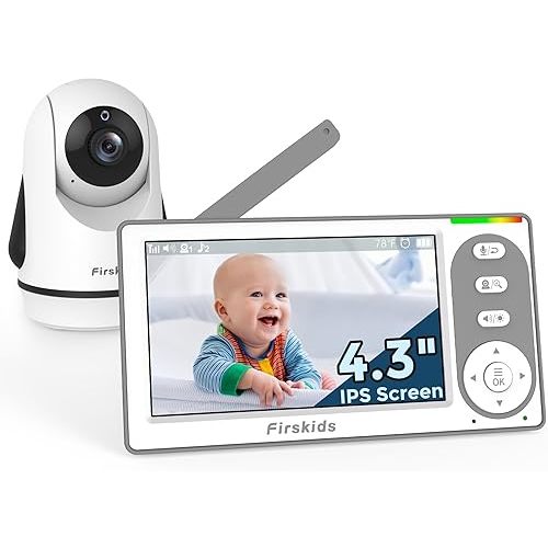 Baby Monitor - 1000ft Long Range Baby Monitor with Camera and Audio No WiFi, Built in 3500mAh Battery,Auto Night Vision, Temperature, 2-Way Talk, 8 Lullabies, 4.3'' Screen