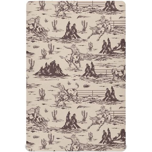 Western American Cowboy Crib Sheets Soft Breathable Fitted Baby Crib Sheets Mattress Cover for Girl Boys, 52" x 28" x 9"