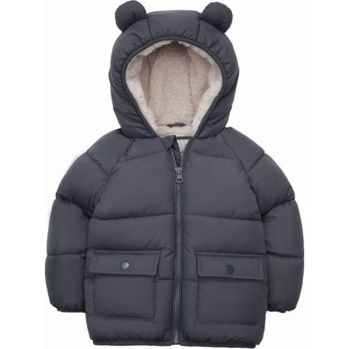 Baby Fleece Lined Bear Puffer Jacket, 6-9M