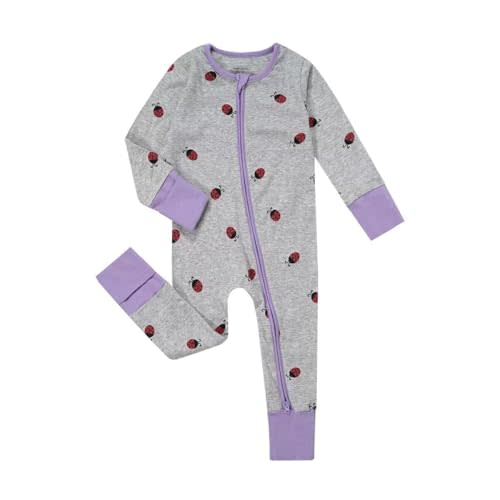 Teach Leanbh Unisex Baby Footless Pajamas with Mittens and Feet Cuffs Cotton 2 Way Zipper Long Sleeve Romper Sleep and Play