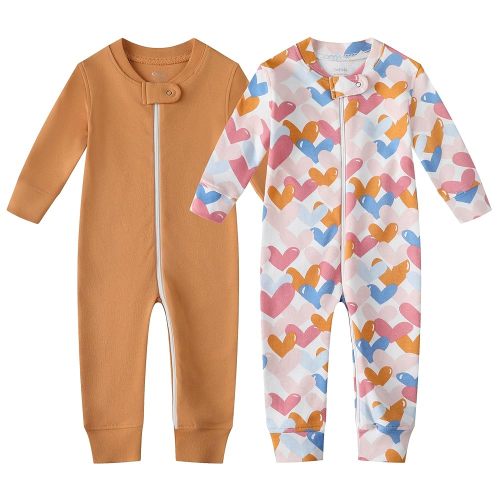 Owlivia Organic Cotton Baby Boy Girl Zip up Sleep 'N Play Pjs, Footless, Long Sleeve