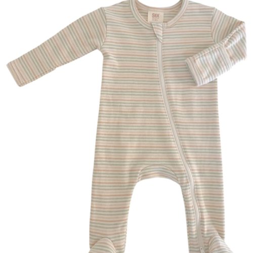 Multi Stripe / Organic 2-Way Zip Footie