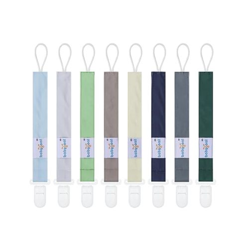 Babygoal Pacifier Clips 8 Pack, Pacifier Holder Clips for Baby Boys and Girls Fits for Most Pacifier, Binkie Styles & Baby Teethers & Toys and Gift-Neutral Color 8PS41 - solid color 01