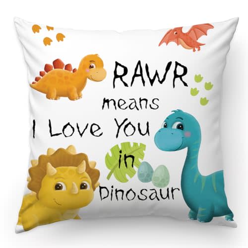 KongMoTree Dinosaur Gift Dinosaur Couple Lover Gifts,Letters RAWR Means I Love You in Dinosaurs, Pillow Case for Sofa Bedroom,Home Decor Throw Pillow Cover 18x18 inch
