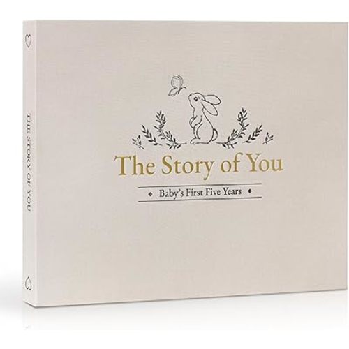 Keepsake Baby Memory Book for Boys and Girls - First 5 Year Baby Book - Gender Neutral Baby Scrapbook or Photo Album - Record A Milestone for Every Event From Birth to Age 5 - New Mom Gift