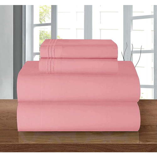 Elegant Comfort 1500 Premier Hotel Quality 4-Piece Bed Sheet Sets, Deep Pockets - Luxurious Wrinkle Free & Fade Resistant , Twin/Twin XL, Dusty Rose